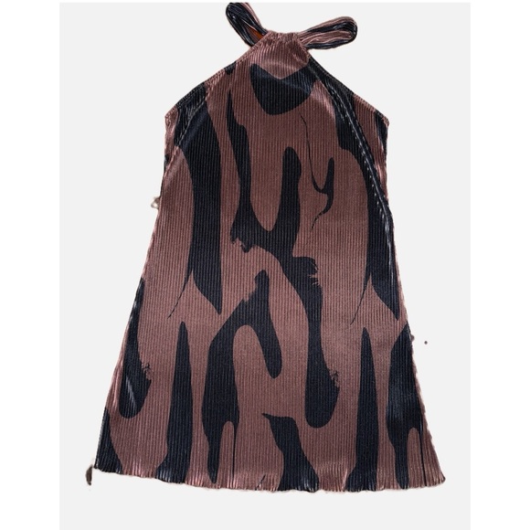 SHEIN- Brown & Black Print Halter Neck Dress size Medium NWOT - Picture 6 of 6